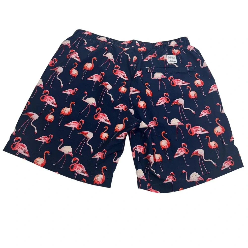 Mosmann‎ Australia Mens Navy Pink Flamingo Swim Trunks Board Shorts Size M